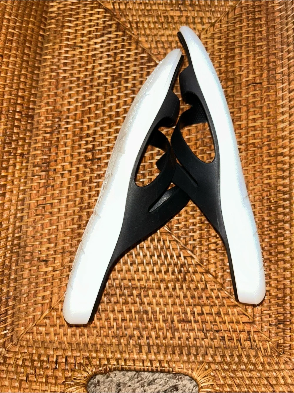 Black and white waterproof strap sandals slides